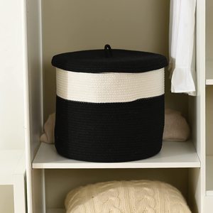 Panier de rangement pliable en coton tressé KUYUE avec couvercle, grand panier en corde gris, sac pliable en OPP, manuel, 500 pièces - Product Image 6