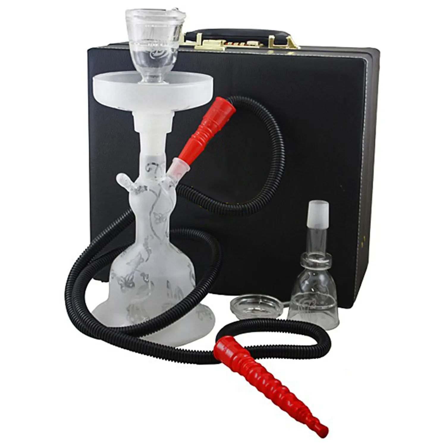 sunglasses All glass hookah pipe smoking set with leather case