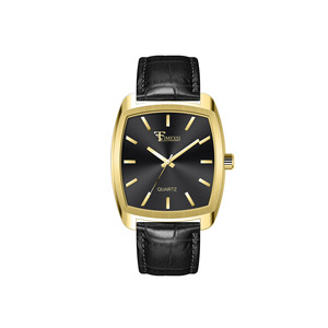 นาฬิกาสายหนังหน้าปัดสี่เหลี่ยมของผู้ชายดีไซน์ทันสมัยความกว้างของสายนาฬิกาควอทซ์ตัวเรือนอัลลอยสไตล์ธุรกิจพร้อมหน้าต่างกระจก - Product Image 1