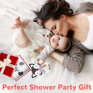 Cadeau de douche pour garçons et filles de 0 à 6 mois, hochets doux pour bébé, jouets sensoriels, contraste élevé, noir et blanc, <span class=keywords><strong>hochet</strong></span> en peluche pour nouveau-né - Product Image 5