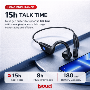 For 5.3 Bone Conduction Headphones Waterproof Open Ear Headsets <strong>LED</strong> <strong>Battery</strong> Mic Wireless Earbuds Swimming ENC - Product Image 4