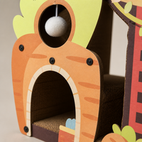 Griffoir multi-niveaux pour chats et lapins Treehouse en carton ondulé haute densité, maisonnette pour grands chats