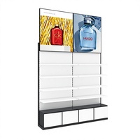 Vitrine d'exposition LED multi-niveaux pour magasin de beauté, personnalisable, blanche/noire, murale, robuste, écologique, avec revêtement en poudre