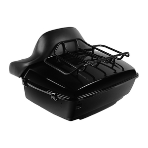 Baú Tour Pak King Size de 13,7 polegadas com encosto e rack, compatível com motocicletas Harley Touring Road Street Glide 2014-2023, ABS preto brilhante. - Product Image 5