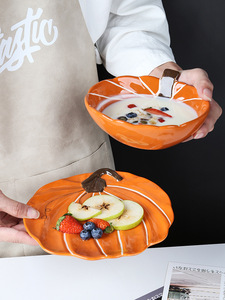 Bol en céramique <span class=keywords><strong>citrouille</strong></span> pour Halloween en gros – Adorable bol pour bébé, vaisselle pour enfants, bol à salade de fruits et petit-déjeuner - Product Image 1