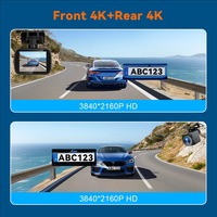 Caméra de tableau de bord de voiture à double objectif 4K, enregistrement avant et arrière, vision nocturne HD 2 pouces, WiFi, DVR connecté au mobile
