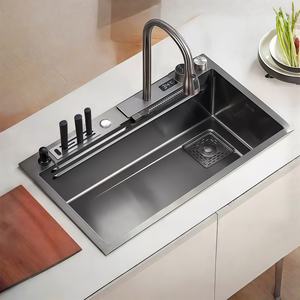 Waterfall Kitchen Sink Vegetable Washing Basin 304 Stainless Steel Handmade Sink Multifunctional Large Single Bowl - Product Image 1