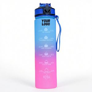 Bouteille d'eau sport personnalisée anti-fuite sans BPA en PC de 1L (32 oz) avec paille et marqueur de temps, bouteille d'eau motivante de 32 oz - Product Image 1