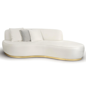Sofá Moderno Inspirado en el Lago de los Cisnes - Latón Pulido, Respaldo Asimétrico, Elegancia Atemporal - Product Image 3