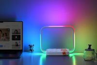 5-en-1 15W RGB LED veilleuse moderne blanc abat-jour USB chargeur sans fil pour téléphone et montre bricolage maison intelligente lampe de chevet pour chambre