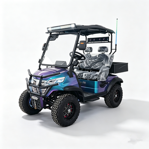 Voiturette de golf électrique tout-terrain 2 places personnalisée couleur caméléon avec bandes lumineuses RGB et benne arrière - Product Image 1