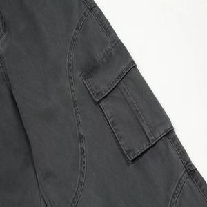 TKAN119D Pantalon cargo multi-poches à jambe droite et à jambe large pour homme 100% toile de coton taille moyenne - Product Image 3
