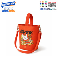 Tas Kanvas Logo Kustom OEM dengan Tali Lepas Pasang, Cetak Zodiak Cina Kelinci, Ukuran Sedang, untuk Promosi Festival Fashion dan Perusahaan