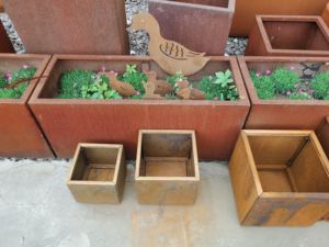 Pot de fleurs et jardinière en acier Corten - Décoration écologique pour la maison et l'extérieur - Utilisation intérieure/extérieure - Product Image 4