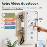 Livre d'or audio téléphonique vintage, Cabine vidéo 1080P, Alimenté par batterie 32 Go, Souvenir pour fête de fiançailles, Pour organisateurs d'événements, Style vintage