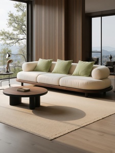 Canapé de salon <span class=keywords><strong>vintage</strong></span> couleur crème, bois massif, rangée droite, haut de gamme, sur mesure - Product Image 1