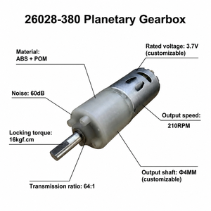 <span class=keywords><strong>Motor</strong></span> de CC con escobillas de 3-5V y 380, reductor de engranajes planetarios de 28mm, 16kgf.cm, 210RPM, 60dB para juguetes infantiles y herramientas eléctricas - Product Image 2