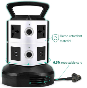 Bande de charge d'alimentation Prise de tour domestique avec 6 prises universelles 4 ports USB <span class=keywords><strong>Base</strong></span> de câble rétractable pour une utilisation au bureau à domicile - Product Image 3