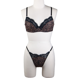 Completo Intimo Sexy da Donna con <span class=keywords><strong>Reggiseno</strong></span> in Rete a Fantasia Floreale con Coppe Push-up e Perizoma Cut-out, Dettagli in Pizzo e Stampa, Vita Alta - Product Image 5