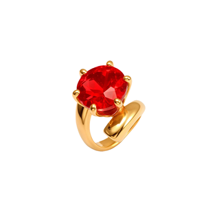 Set Perhiasan Cincin Geometris Klasik Batu Permata <span class=keywords><strong>Ruby</strong></span> Diamond Pengiriman 7 Hari Baja Tahan Karat 316L Berlapis Emas 24K Tahan Air Wanita - Product Image 5