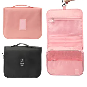 Hanging Cosmetic Bag Portable Travel Makeup Pouch Multifunctional Handle Toiletry Bag Organizer With Hook For Women Girls