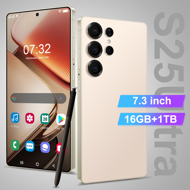 Factory Wholesale S25 Ultra Plus 5G Smartphone Dual SIM Android15 16GB+1TB Memory Face Unlock New Generation Cell Phone