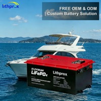 Batterie rechargeable Lithprox LiFePO4 51.2V 105AH 5KW Grade 6000 à décharge profonde marine avec BMS Bluetooth, connecteur Anderson, chauffage automatique, CE