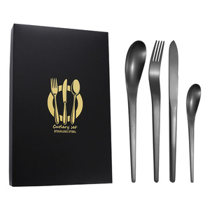 Juego de cubiertos de diseño moderno de 4 piezas al por mayor, cubiertos de acero inoxidable dorado mate con forma escultural para restaurante - Product Image 4