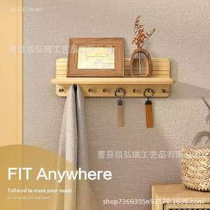 Wooden <b>wall</b>-mounted key <b>storage</b> rack for home use, decorative <b>wall</b> <b>hanging</b> rack, solid wood <b>storage</b> and organization rack - Product Image 2
