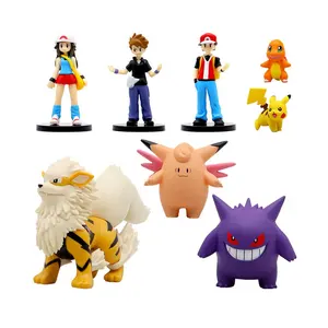 8 pz/set Pokemones Trainer Ash Ketchum Pikachus Anime Action Figure giocattoli versione simpatica collezione di bambole animazione modello PVC
