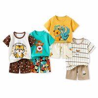 Ensemble Pyjama Décontracté d'Été en Coton à Manches Courtes et Short à Motifs de Dessins Animés pour Garçons et Filles – Vente en Gros à Prix Réduit