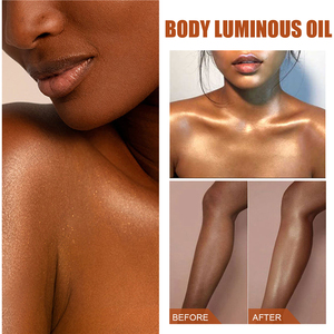 EELHOE 30ml gold brown body shimmer oil girasole vitamina <span class=keywords><strong>E</strong></span> <span class=keywords><strong>face</strong></span> brightening liquid cosmetic gloss shimmering body luminizer oil - Product Image 3