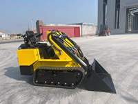 Mini Crawler Skid Steer Loader untuk Lanskap Taman, Loader Kecil Beroda Karet dengan Bucket, Pallet Fork, dan Earth Auger