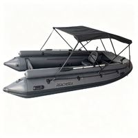 Bateau pneumatique à moteur 15,4 pieds pour 8 personnes avec pare-soleil pliable, support pour cannes à pêche et support d'ancrage pour bateau d'accompagnement de yacht, fabriqué en Chine, faible MOQ