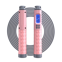 Corde à sauter numérique sans fil réglable en ABS avec poignée confortable et lestée par des billes de gravité, pour usage domestique unisexe et comptage des calories