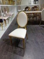 Chaise de salle à manger moderne en acier inoxydable avec finition dorée pour salon, banquets, mariages, fêtes, hôtels, tentes extérieures, tables