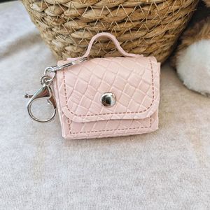 <b>Mini</b> PU Leather Earbud Pouch Keychain Quilted Pattern Small <b>Bag</b> Charm Key Ring Wireless Earphone Storage Pendant <b>Gift</b> Key Chain - Product Image 4