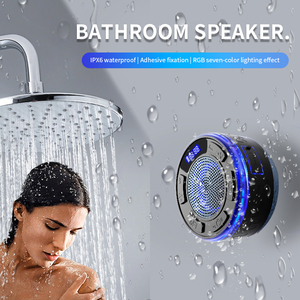 IPX6 Bathroom Bluetooth <b>Speaker</b> Waterproof Wall Mounted Portable Audio <b>Speaker</b> with RGB Light <b>LED</b> display clock function - Product Image 1