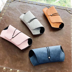 Étui à lunettes en cuir rétro simple, rectangulaire, portable, pour femmes, gris, orange, rose, bleu marine, 6-8,9 pouces - Product Image 2