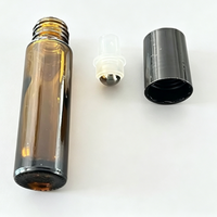 Botellas de Vidrio Cilíndricas con Rodillo, Mate, 10 ml, Ámbar, Negro, 15 ml, Botella Vacía para Perfume o Aceite con Rodillo de Acero Inoxidable/Vidrio