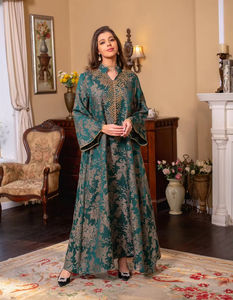 Nouvelle robe de fête pour femmes musulmanes pour l'Aïd al-Fitr, col montant perlé, abaya <span class=keywords><strong>arabe</strong></span>, kaftan marocain, abaya de luxe brodée - Product Image 6