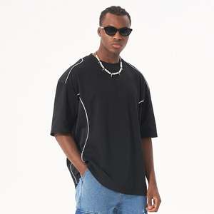 <b>High</b> Quality Mesh Splice Casual t Shirt Custom New Mesh Patchwork Arc Cut Contrast Men <b>Tshirt</b> - Product Image 3