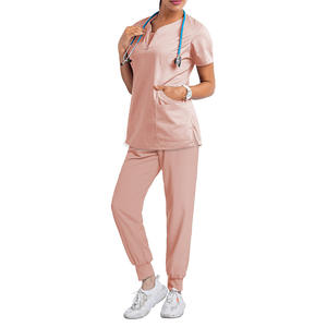 Ensemble de blouses de travail à col mi-ouvert zippé, couleur unie, deux pièces, uniforme d'infirmière d'hôpital, plusieurs couleurs disponibles, vente en gros - Product Image 5