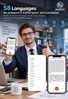 Dictaphone intelligent magnétique sans fil ChatGPT-5, 152 langues, transcription vocale IA, Assistant Google, pour réunions et entraînement à la prise de parole en public