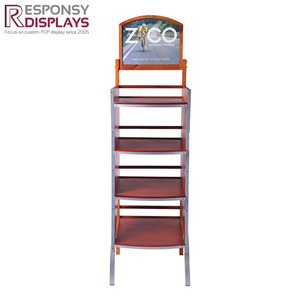 Soporte de suelo desmontable y extraíble personalizado Exhibición de producto deportivo de belleza de madera y metal con diseño único - Product Image 3