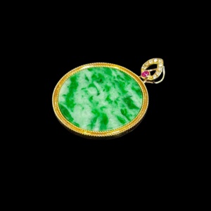Pendentif en jadéite birmane <span class=keywords><strong>de</strong></span> qualité supérieure, grade A, rond, pour femme (certifié NGTC) - Product Image 2