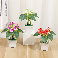 Bunga Bonsai Mini Buatan dalam Pot Ramah Lingkungan Tahan Lama Dekorasi Meja Kantor untuk Hari Thanksgiving Tahun Baru Hari Valentine