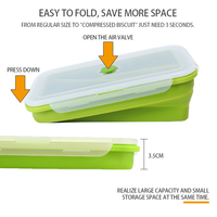 Grande Capacité 1780ml Rectangle Stockage des Aliments et Conteneurs Micro-Ondable Portable Silicone Pliable Bento Boîte À Lunch pour Enfants