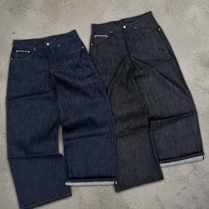 Jean en <span class=keywords><strong>denim</strong></span> brut <span class=keywords><strong>japonais</strong></span> vintage premium 14oz, coupe ample, jambe large, coupe droite, bord rouge, pour homme - Product Image 1