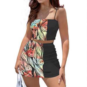 Haut court femme tricot fête porter 2 pièces costume chaud Sexy Boob Tube haut en jupe très courte polynésienne Tribal Samoa impression personnalisée - Product Image 3